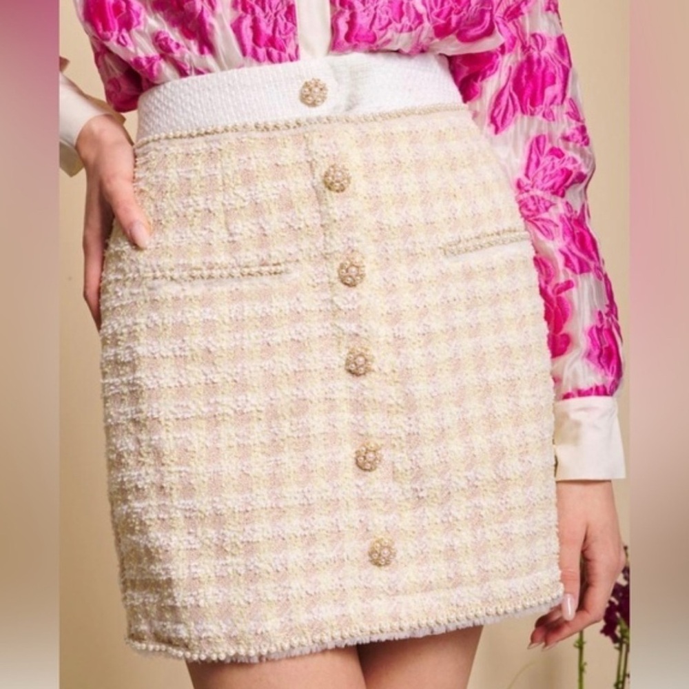 NWT Sister Jane White & Cream Tweed Mini Skirt